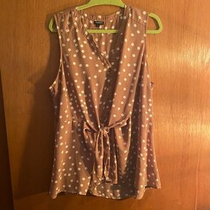 Light Brown Tank with White Polka Dots
